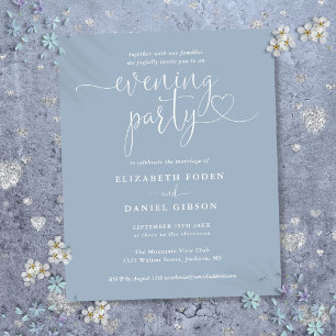 Budget Dusty Blue Abend Party Hochzeit Einladung