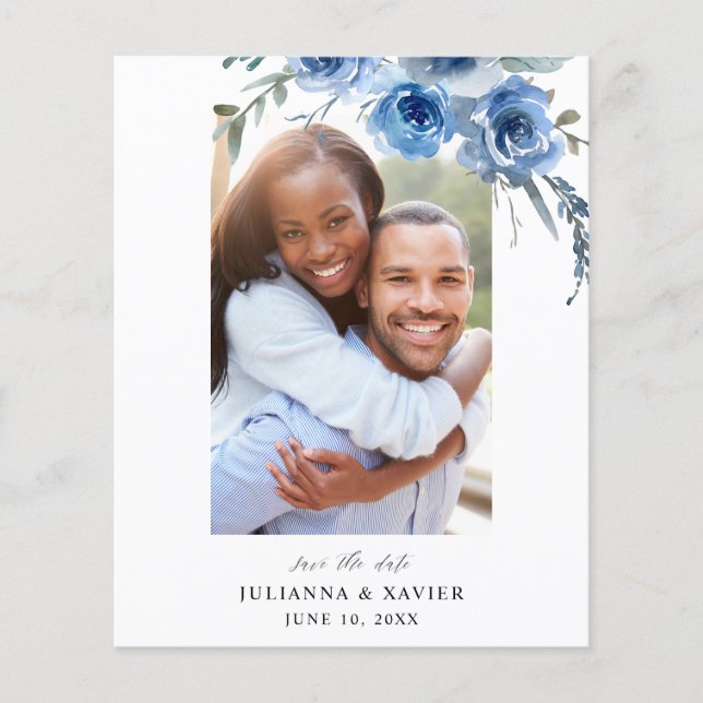 Budget Dusty Blue & B Save the Date Foto 2 (Vorderseite)