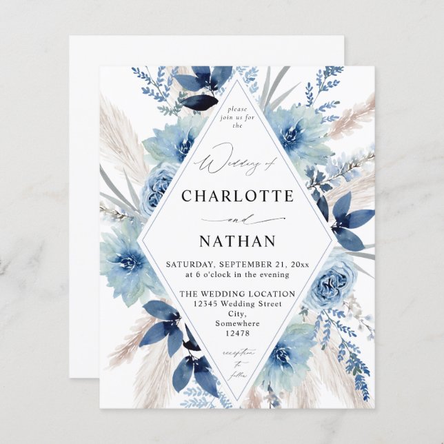 Budget Dusty Blue Boho Floral Wedding (Vorne/Hinten)