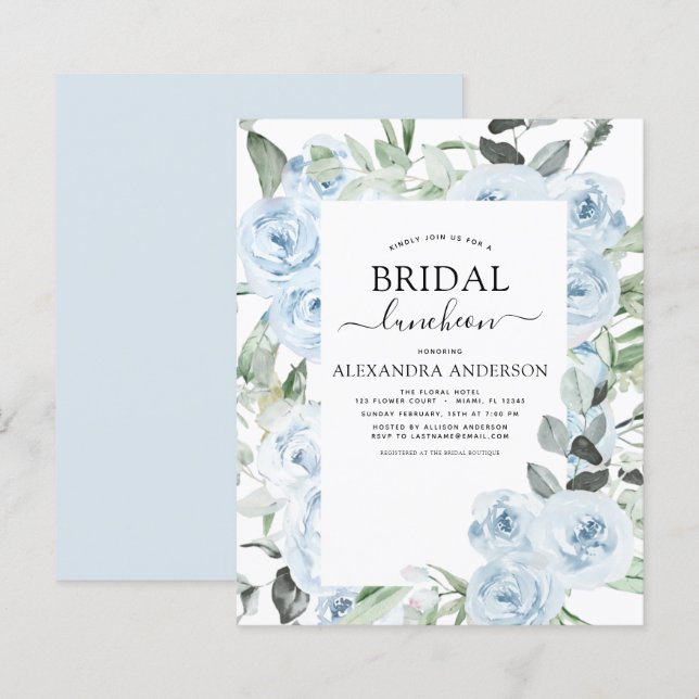 Budget Dusty Blue Brautparty Luncheon (Vorne/Hinten)