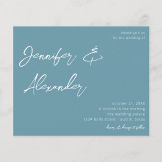 Budget Dusty Blue Calligraphy Foto Wedding V2 Flyer