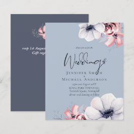 Budget Dusty Blue Coral Floral Script Hochzeit