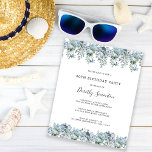 Budget Dusty Blue Floral 30. Geburtstag Einladung<br><div class="desc">Dusty-blaue Wildblumen bilden eine sehr hübsche Ober- und Untergrenze zu dieser Geburtstagsveranstaltung</div>