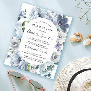 Budget Dusty Blue Floral Bridal Dusche Einladung