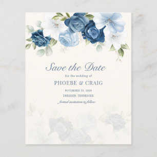 Budget Dusty Blue Floral Eukalyptus Save the Date