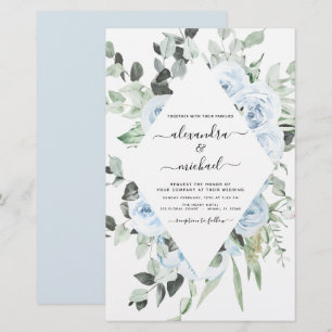 Budget Dusty Blue Floral Greenerity Wedding