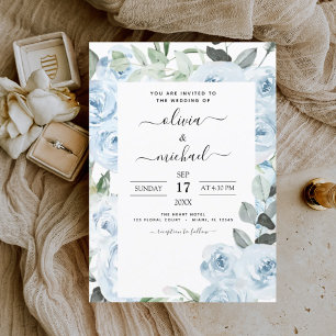 Budget Dusty Blue Floral Greenerity Wedding