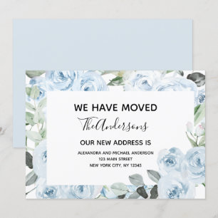 Budget Dusty Blue Floral Moving Ankündigung