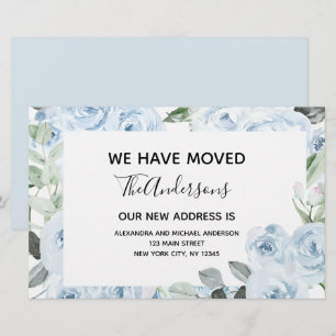Budget Dusty Blue Floral Moving Ankündigung