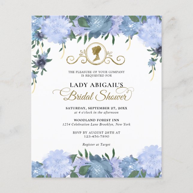 Budget Dusty Blue Floral Viktorianisches Brautpart (Vorderseite)