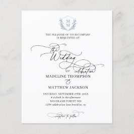 Budget Dusty Blue Floral Wappen Monogram Wedding