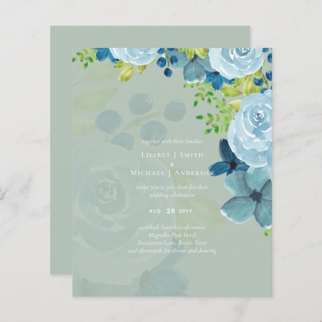 Budget Dusty Blue Floral Wedding (Vorne/Hinten)