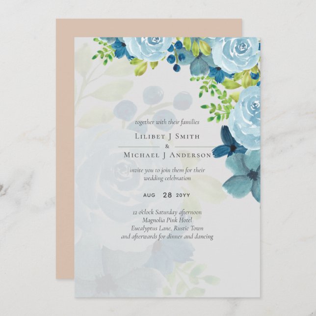 Budget Dusty Blue Floral Wedding (Vorne/Hinten)