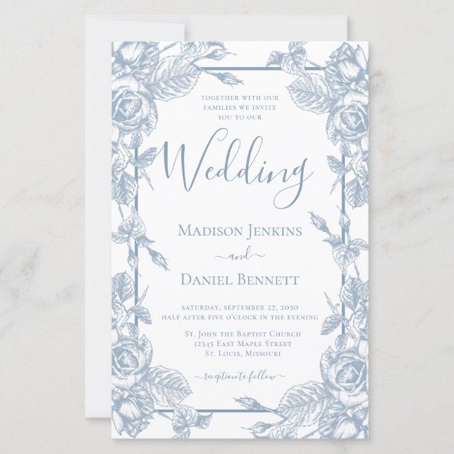 Budget Dusty Blue Floral Wedding (Vorderseite)