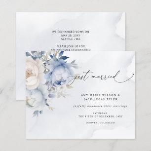 Budget Dusty Blue Floral Wedding Ankündigung