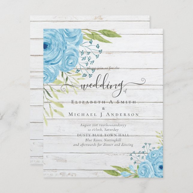 Budget Dusty Blue Flowers Limon Wedding (Vorne/Hinten)