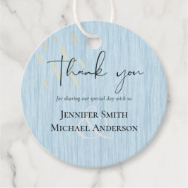 Budget Dusty Blue Gold Hochzeitskript Geschenkanhänger