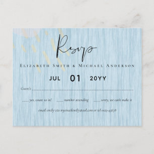 Budget Dusty Blue Gold Hochzeitsskript Postkarte