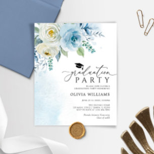 Budget Dusty Blue Graduation Party Einladung