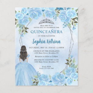Budget Dusty Blue Gray Blumenprinzessin Quinceañer