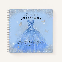 Budget Dusty Blue Gray Gown Quinceanera Guestbook Notizbuch