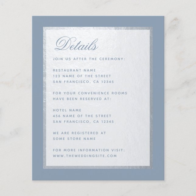 Budget Dusty Blue Imitats Silver Wedding Details C (Vorderseite)