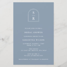 Budget Dusty Blue Modern Bridal Dusche Einladung