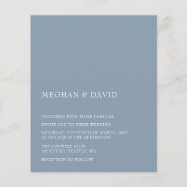 Budget Dusty Blue Modern Wedding Einladung