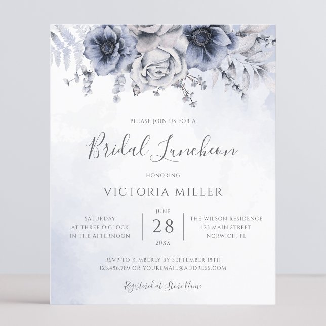 Budget Dusty Blue Navy Floral Bridal Luncheon (Von Creator hochgeladen)