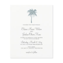 Budget Dusty Blue Palm Tree Hochzeitseinladungen