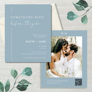 Budget Dusty Blue Qr Code Foto Hochzeit Flyer