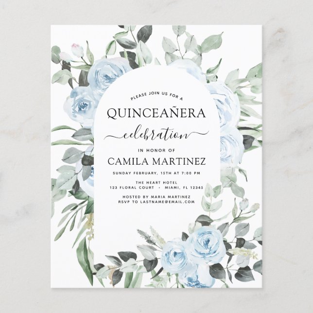 Budget Dusty Blue Quinceañera Blumenladen Flyer (Vorne)