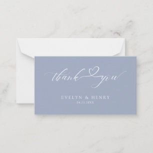 Budget Dusty Blue Script Wedding Danke Cards Mitteilungskarte