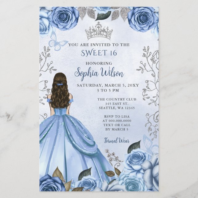 Budget Dusty Blue Silver Blumendruckerin Sweet 16 (Vorderseite)