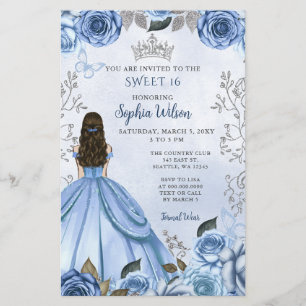 Budget Dusty Blue Silver Blumendruckerin Sweet 16
