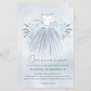 Budget Dusty Blue Silver Dress Quinceañera laden