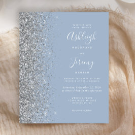Budget Dusty Blue Silver Glitzer Hochzeit Einladun