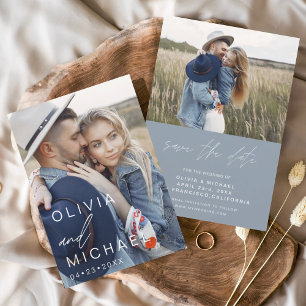 Budget Dusty Blue Typografy Save the Date Foto