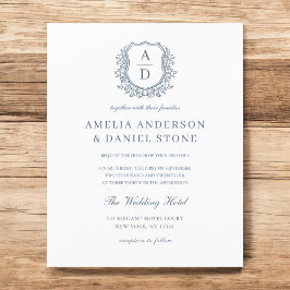 Budget Dusty Blue Wappen Monogram Wedding Foto Flyer