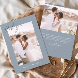 Budget Dusty Blue Wedding Foto Danke Cards Flyer