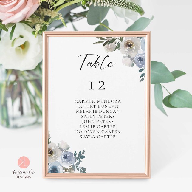 Budget Dusty Blue Wedding Table Chart (Von Creator hochgeladen)