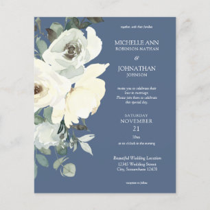 Budget Dusty Blue & Whi Floral Blue Wedding Flyer