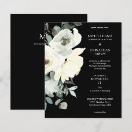 Budget Dusty Blue & White auf Black Floral Wedding