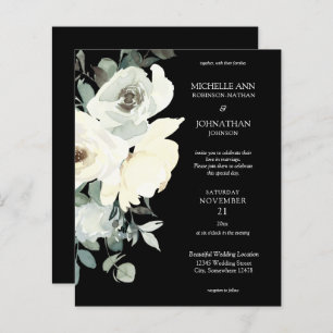 Budget Dusty Blue & White auf Black Floral Wedding