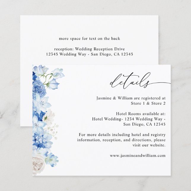 Budget Dusty Blue & White Floral Details (Vorne/Hinten)