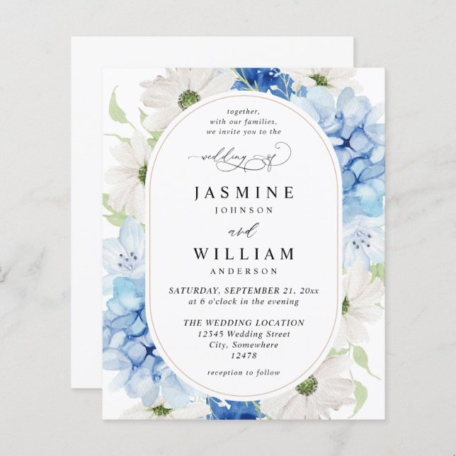 Budget Dusty Blue & White Floral Wedding (Vorne/Hinten)
