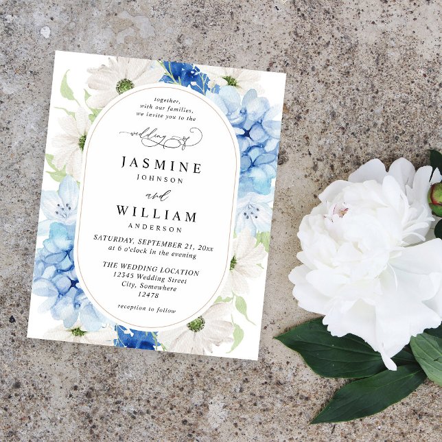 Budget Dusty Blue & White Floral Wedding Flyer (Von Creator hochgeladen)