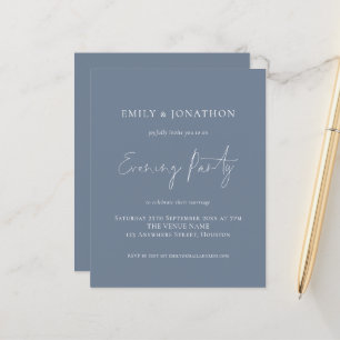 Budget Dusty Blue White Wedding Abend Party