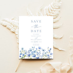 Budget Dusty Blue Wildblume Wedding Save the Date