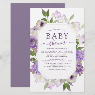 Budget Dusty Lila Floral Greenery Baby Dusche